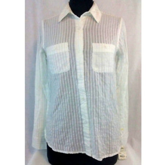 **** Mudd LS Dobby Button Up Double Pocket Shirt in White sheer Pin Stripes - Picture 3 of 11